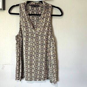 AVA Christine Black & White Paisley Sleeveless Blouse Size Small